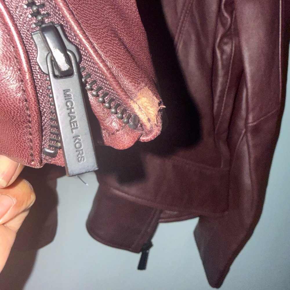 Michael Kors Deep Burgundy Leather Jacket - Picture 5 of 7